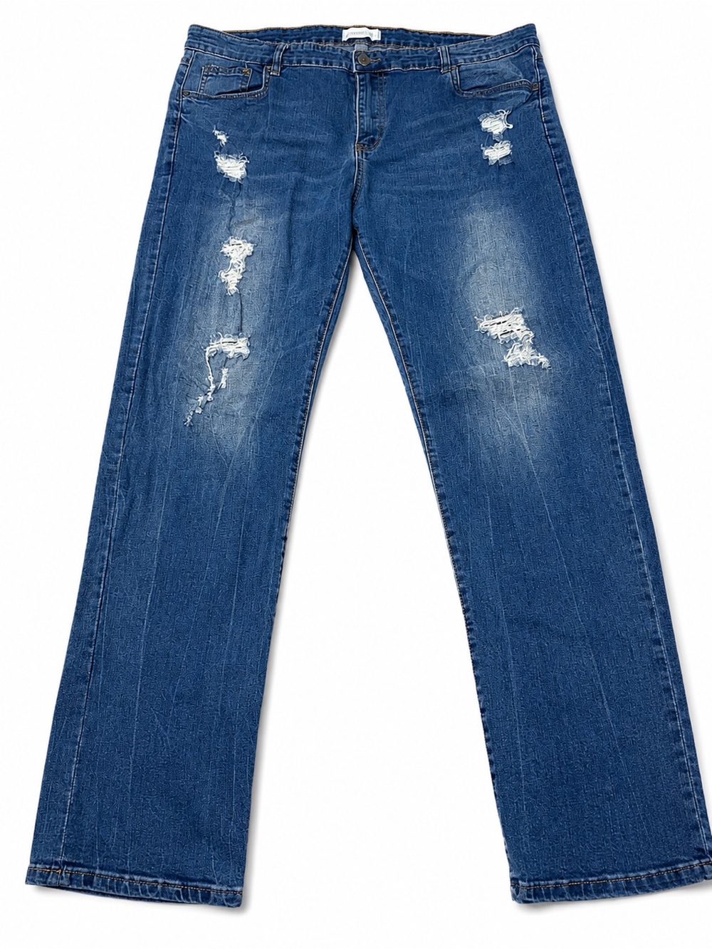 Classic Straight Distressed Blue Jeans